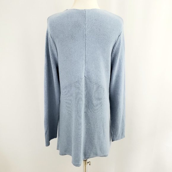 J. Jill Single-Button Cardigan Sweater Size SMALL French Blue Knit 10% Silk - Picture 5 of 10